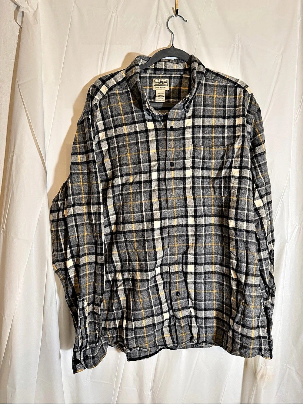 L.L.Bean Traditional Fit Plaid Shirt Plaid Cotton Shirt Size XL